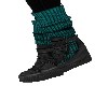 TEAL KNIT&LEATHER BOOTS