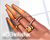 ✘Orange Nails+Rings