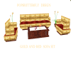 gold and red sofa set