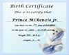 Custom baby Certificate