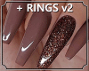 ! Brown Nails Gold Rings