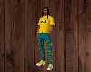 Teal & Yellow Pants M