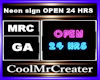 Neon sign OPEN 24 HRS