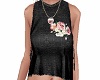 A Floral Tank Black Top