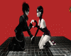 Black tile rug/love you