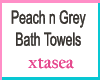 Peach n Grey Bath Towels