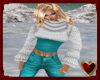 T♥ White Teal Sweater
