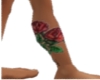 Red rose leg tattoo