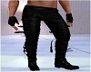 Black Stap Leather Pants