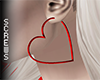 V Heart Earring Red