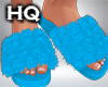 Slides + Fur Blue