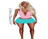 pink top w cyan skirt