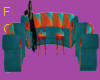 Orange n Teal Couch Set