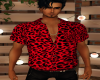 Red Leopard Tucked Shirt