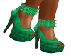 Green Gold Spiked Pumps