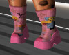 Lv Pink Denim Boots