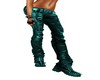 TBOE teal leather pants