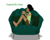 green sofa with kissing