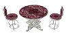 burgundy/silver table