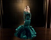 fish tail green gown