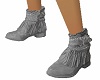 grey flat  fringe boots