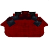 Red velvet cuddle sofa