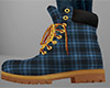 Teal Work Boots Plaid F