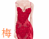 梅 red lace dress