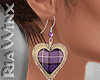 Purple Plaid Heart Earng