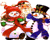 Santa and Snowmen