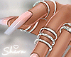 pink nails+silver rings