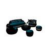 teal and black sofa set 