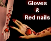 Hearts gloves -red nails