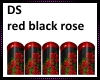 DS Red Black rose nails