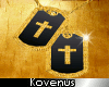 (Kv) Gold Cross Dog Tags