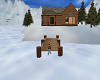 winter log cabin
