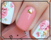 Floral Pink Nails + Ring