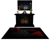 black/red cozy fireplace