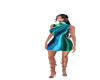 twisted green blue dress