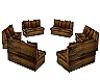 set of wooden benches