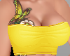 yellow top with tattoo