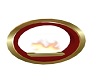Gold/red round fireplace