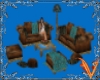 *V* Leather -Teal Couch