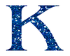 Blue Glitter Letter K