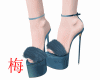 梅 fur blue heels