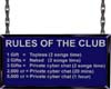 Club Rules Signboard