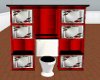 Red & Blk Toilet Cabinet