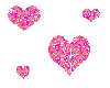4 pink Glitter Hearts