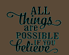 Teal believe Wall Quote