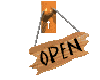 Open wooden sign anim